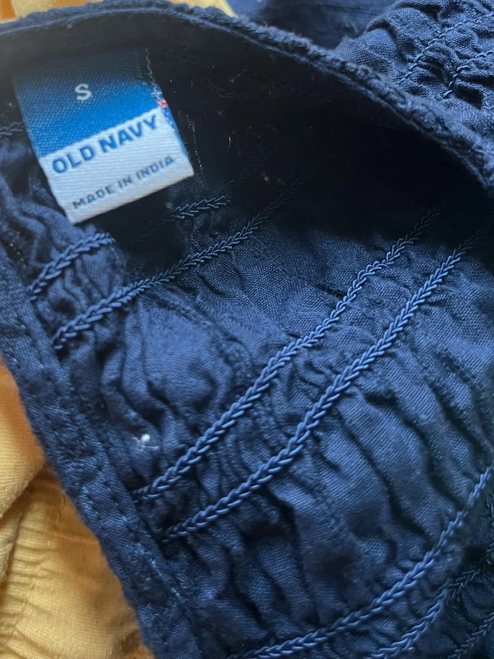 Old Navy Navy Smocked Peplum Puff-Sleeve Blouse